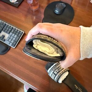 Christian Dior navy and cream Slides size 40